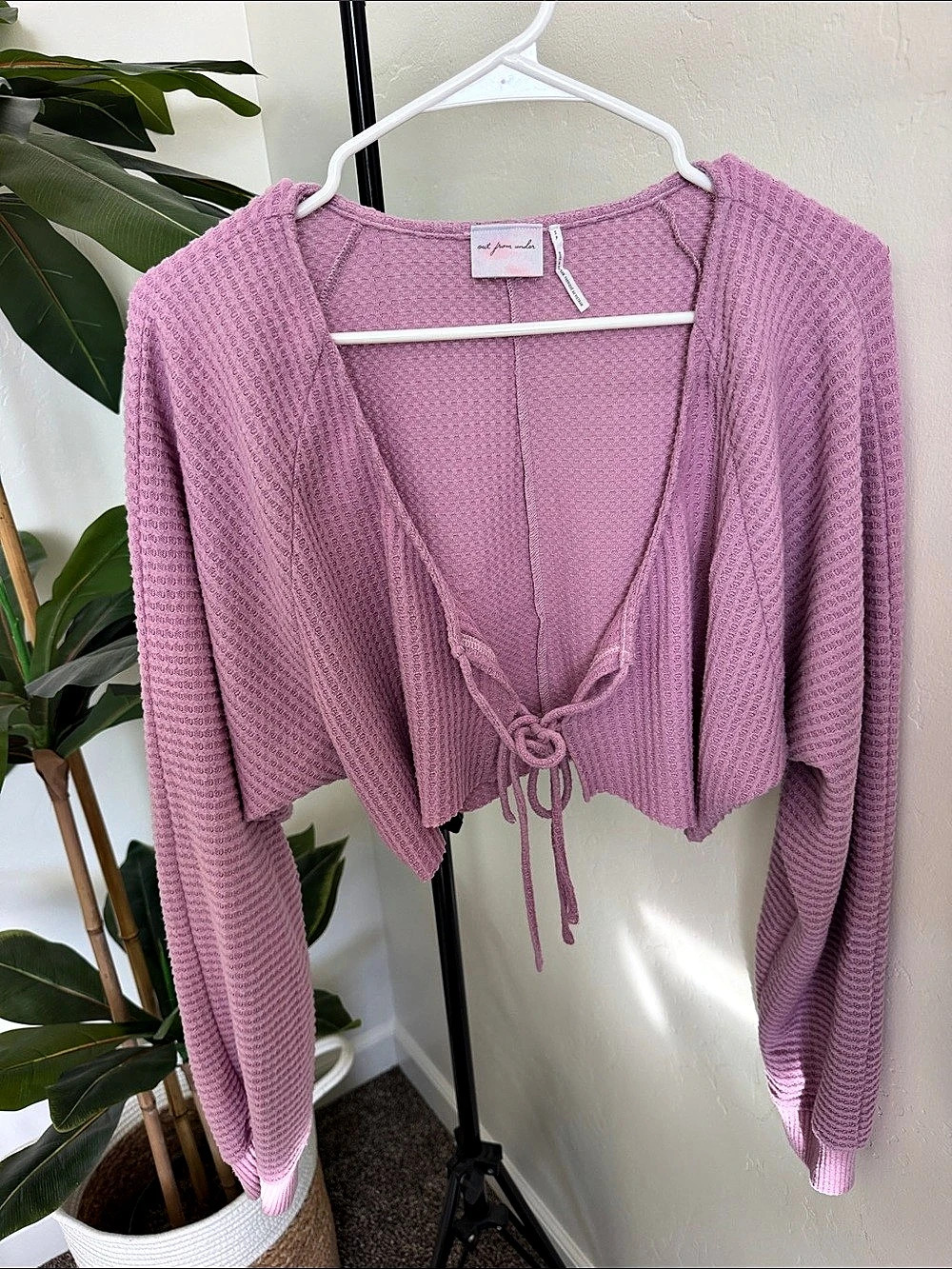 out from under Pink Tie-Front Sweater Shrug Small